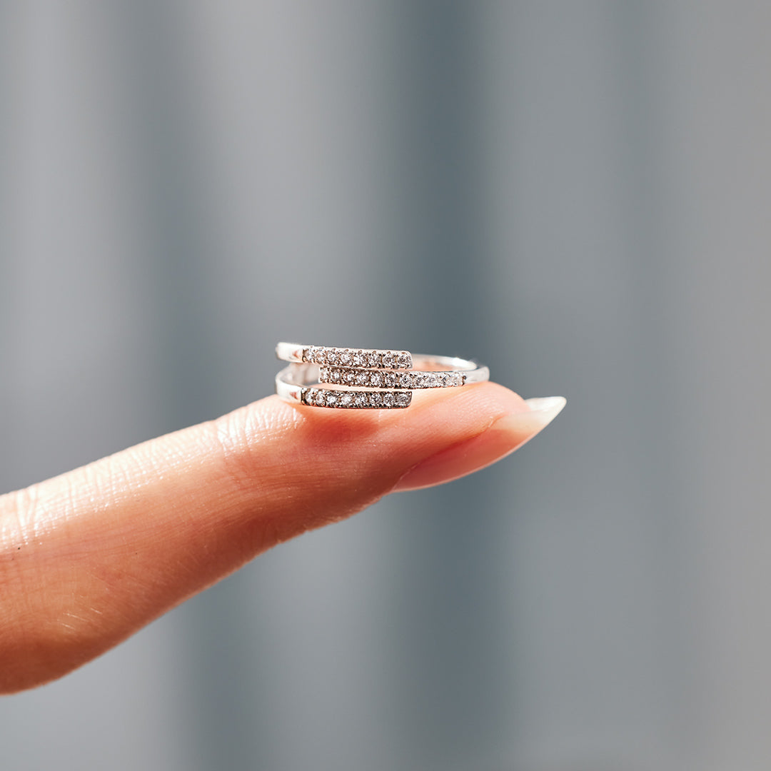 Our Paths Have Met For A Reason Triple Parallel Pavé Ring
