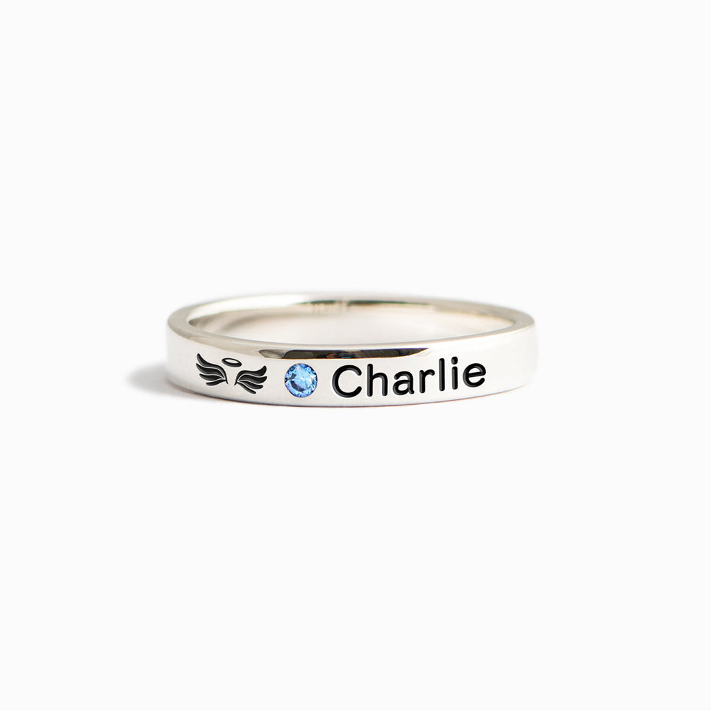 Pet Loss Ring Birthstone Engraving Ring Band