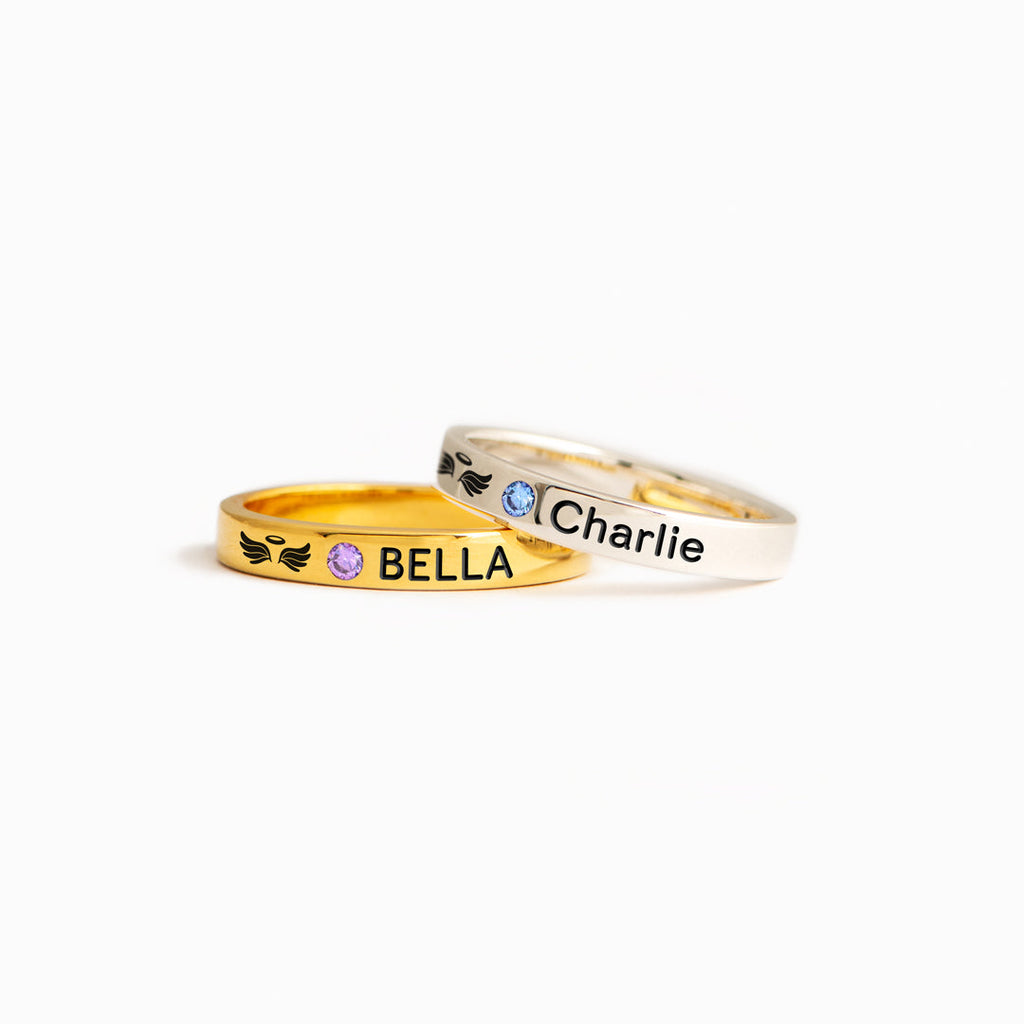 Pet Loss Ring Birthstone Engraving Ring Band