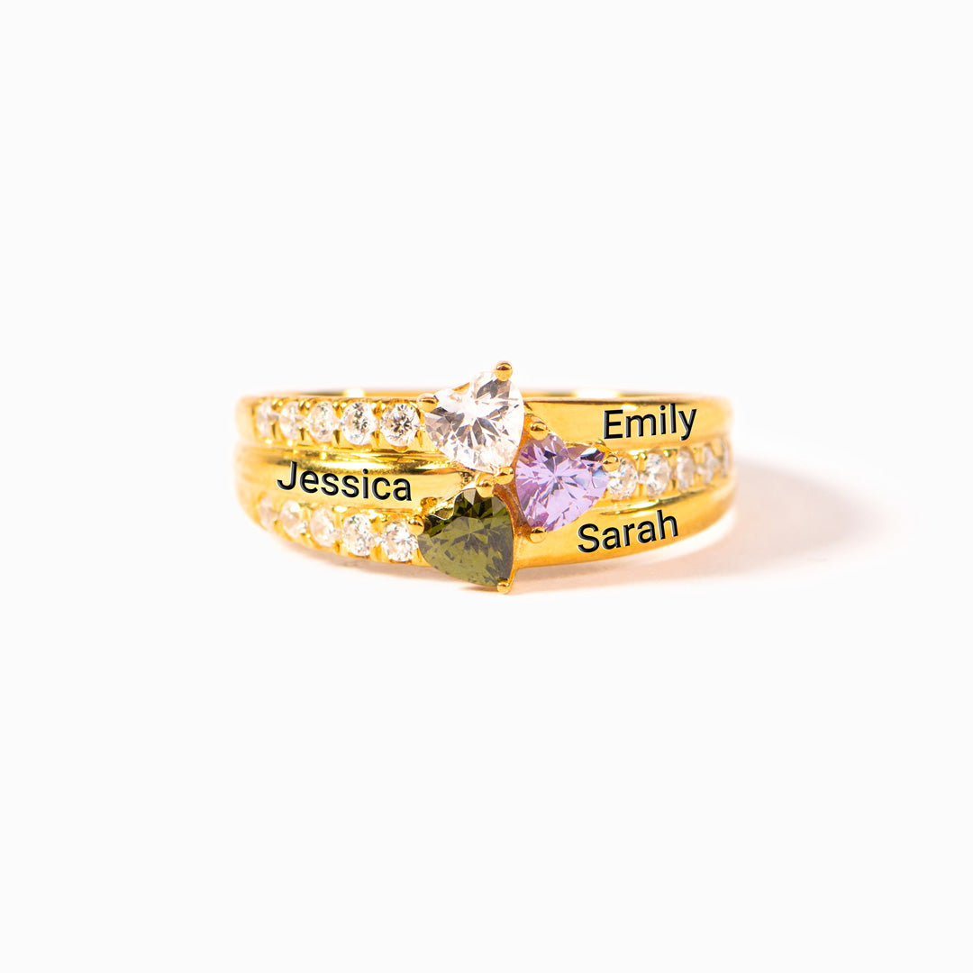 1-5 Birthstone Engravable Heart Ring