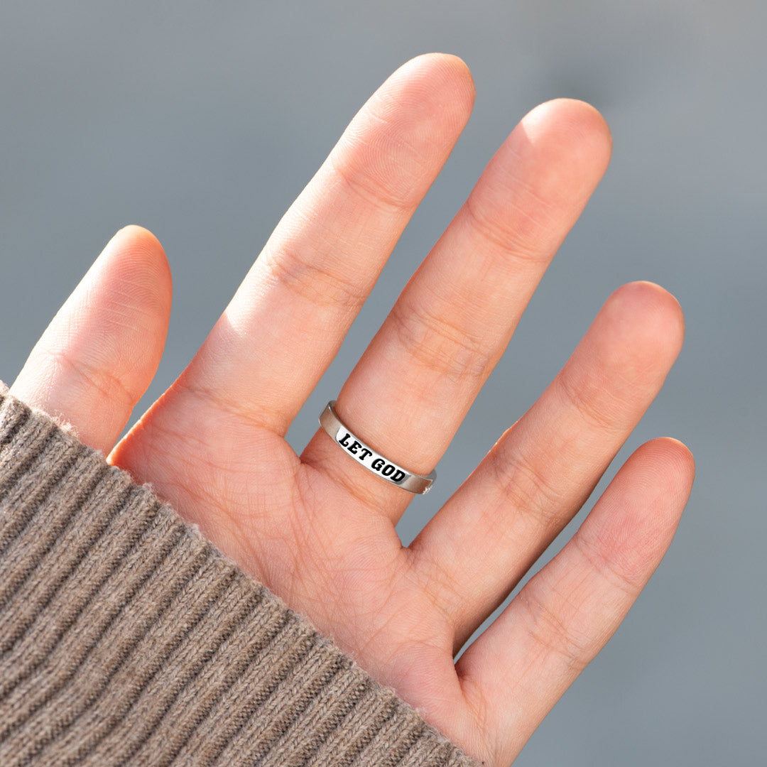 Remember God Is In Control Pavé Sideways Cross Ring