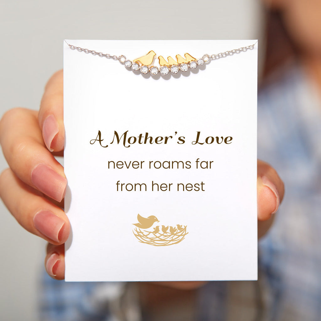 For Mom Custom Pavé Branch Bird Necklace