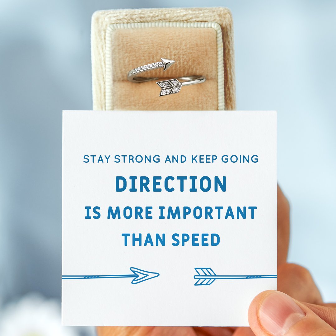 Direction Over Speed Arrow Sterling Silver Ring