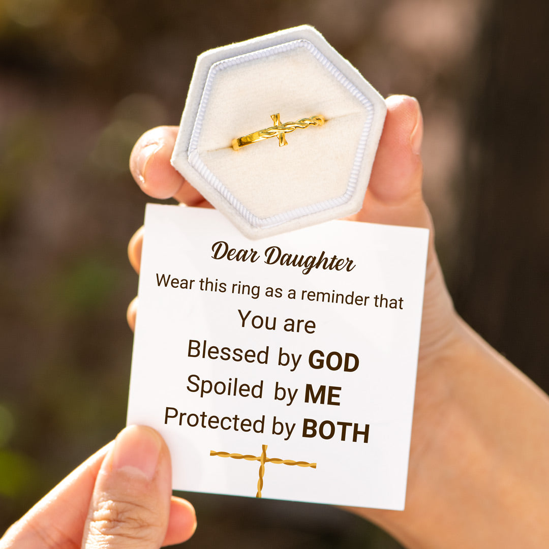 Daughter Protected By Both Twisted Cross Ring