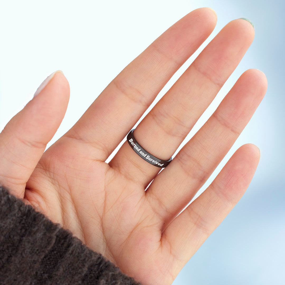 Burned and Survived Self-Love Black Rose Ring