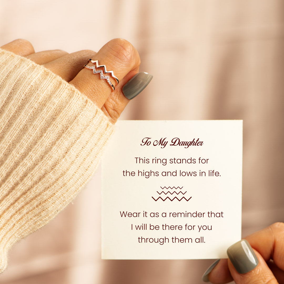 To My Daughter Highs And Lows Double Wave Ring
