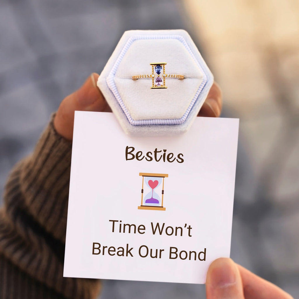 For Besties Hourglass Double Birthstone Ring