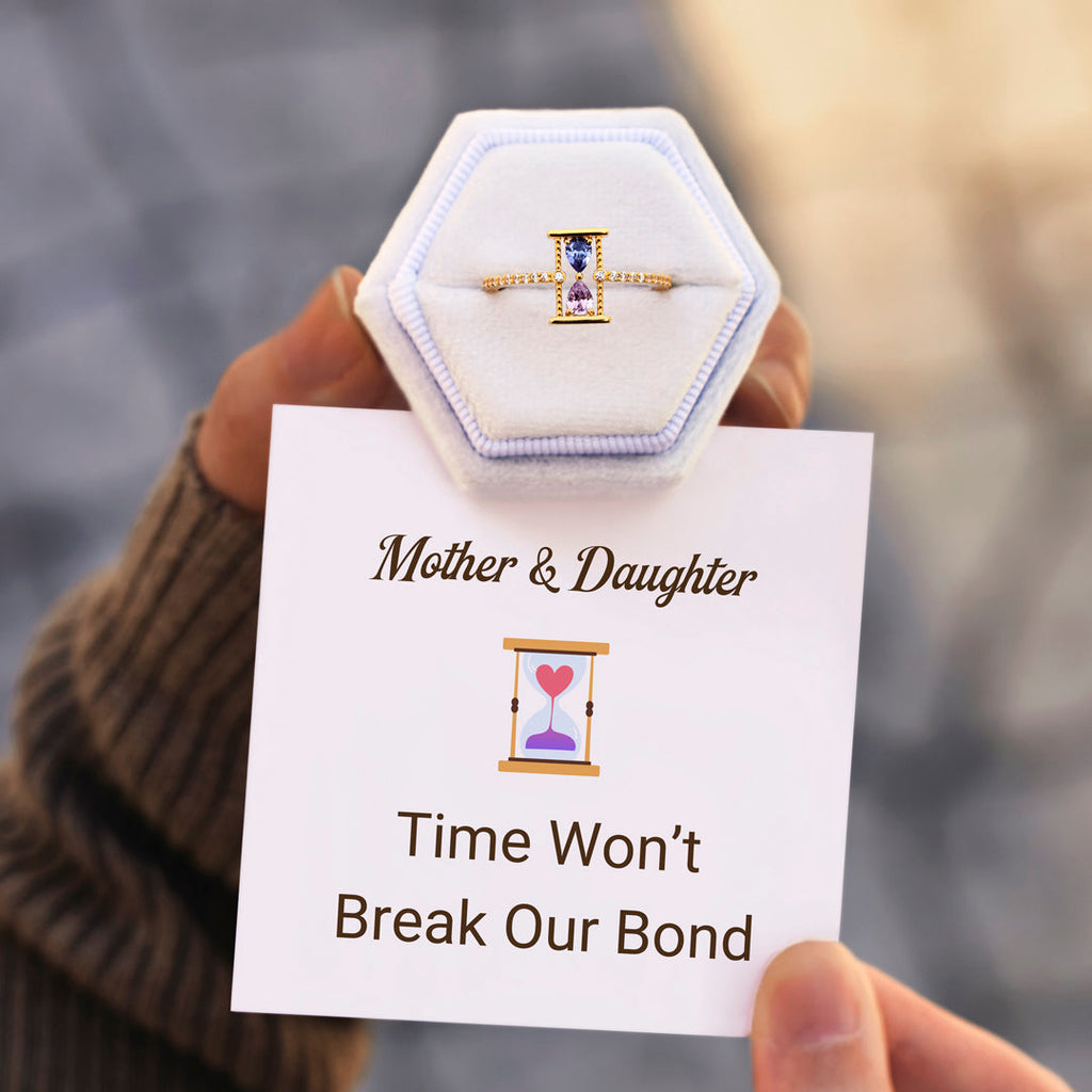 For Mother & Daughter Hourglass Double Birthstone Ring