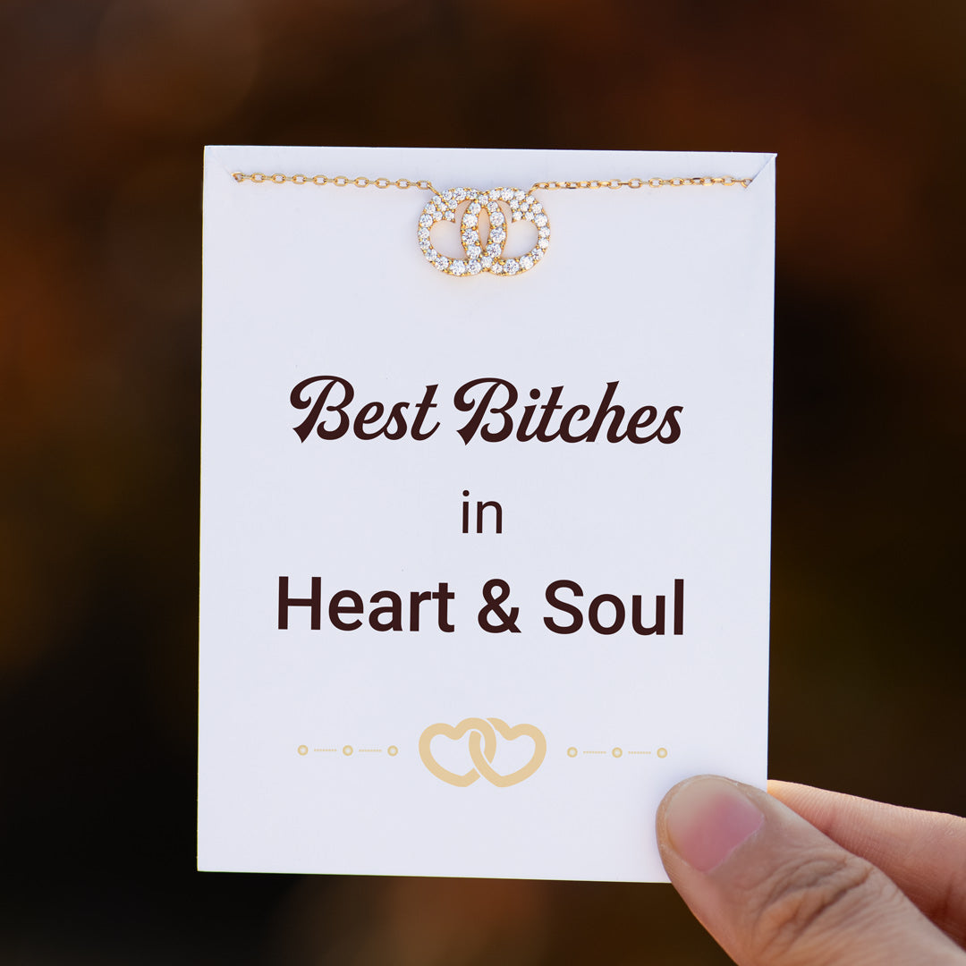 Best B♥tches Linking Hearts Circle Birthstone Necklace