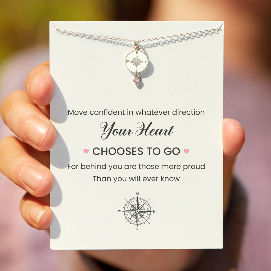 Move Confidently Compass Heart Necklace
