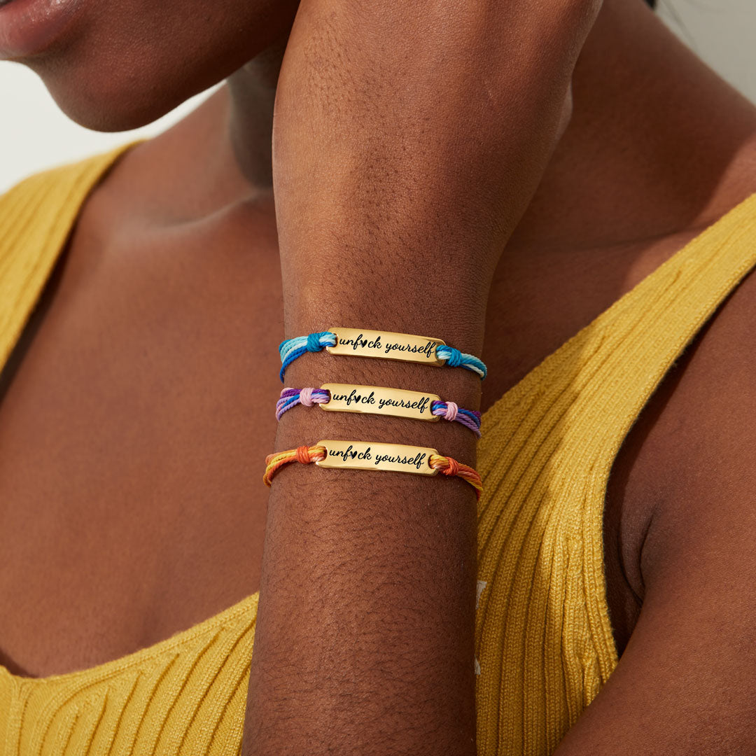 Unf♥ck Yourself Get Back Up Engraved Handmade Bracelet