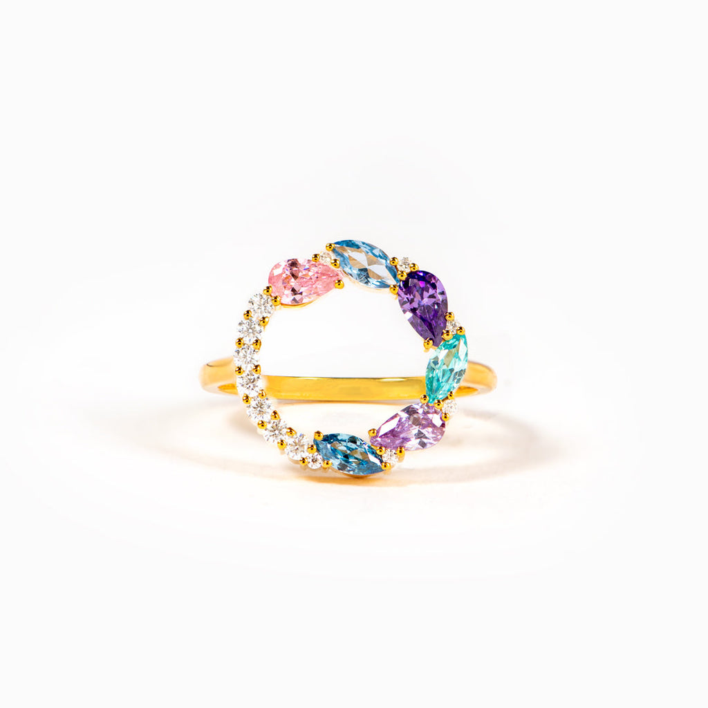 Mama's Circle of Love 1-8 Marquise Water Drop Birthstone Ring