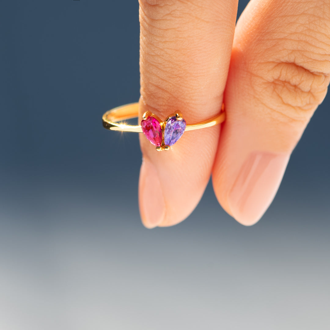 Partners In Love Couple's Heart Ring