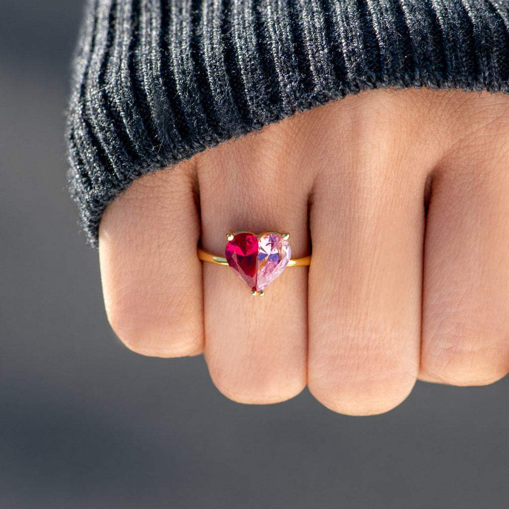 Pieced Heart Birthstone Ring