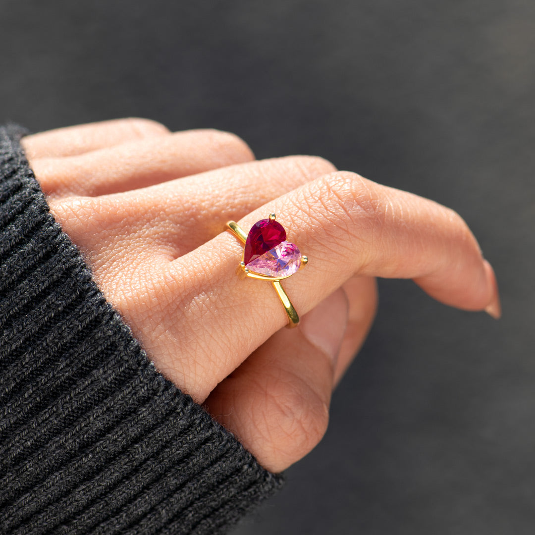 Pieced Heart Birthstone Ring