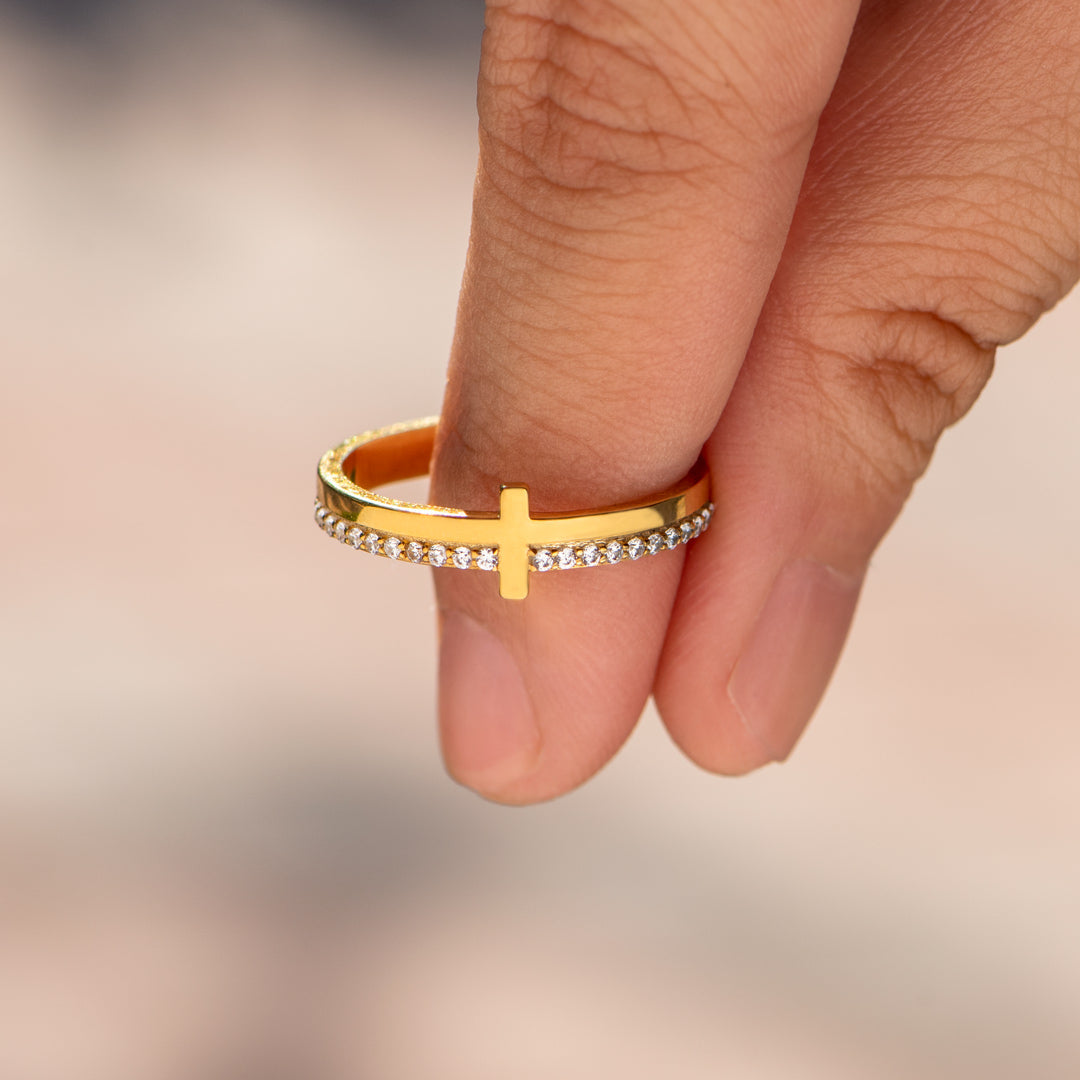 Dear Daughter Let God Be In Control Golden Cross Ring