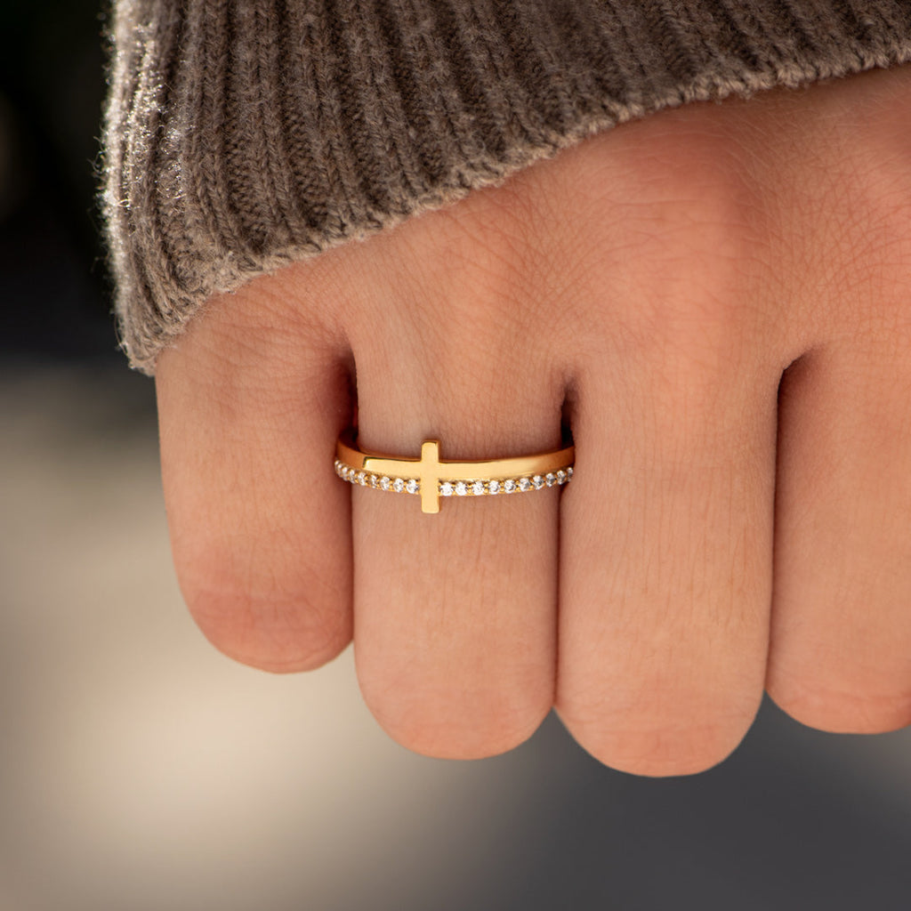 Christian Gifts-Psalm 61:2 Golden Cross Ring, Gifts For Women