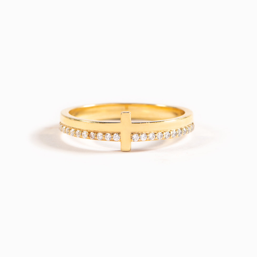 Christian Gifts-Let God Be In Control Golden Cross Ring, Gifts For Women