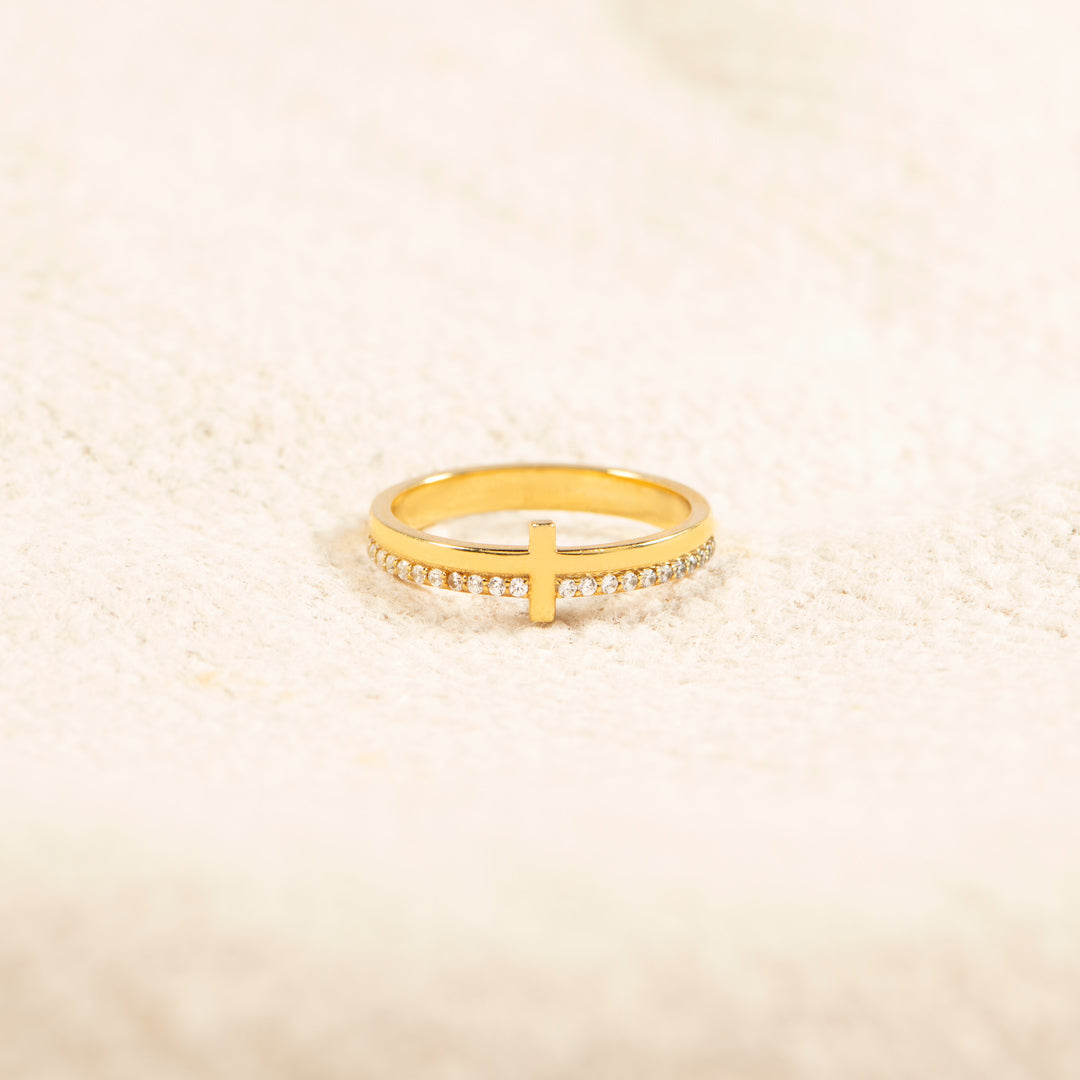 Never Quit Golden Cross Ring