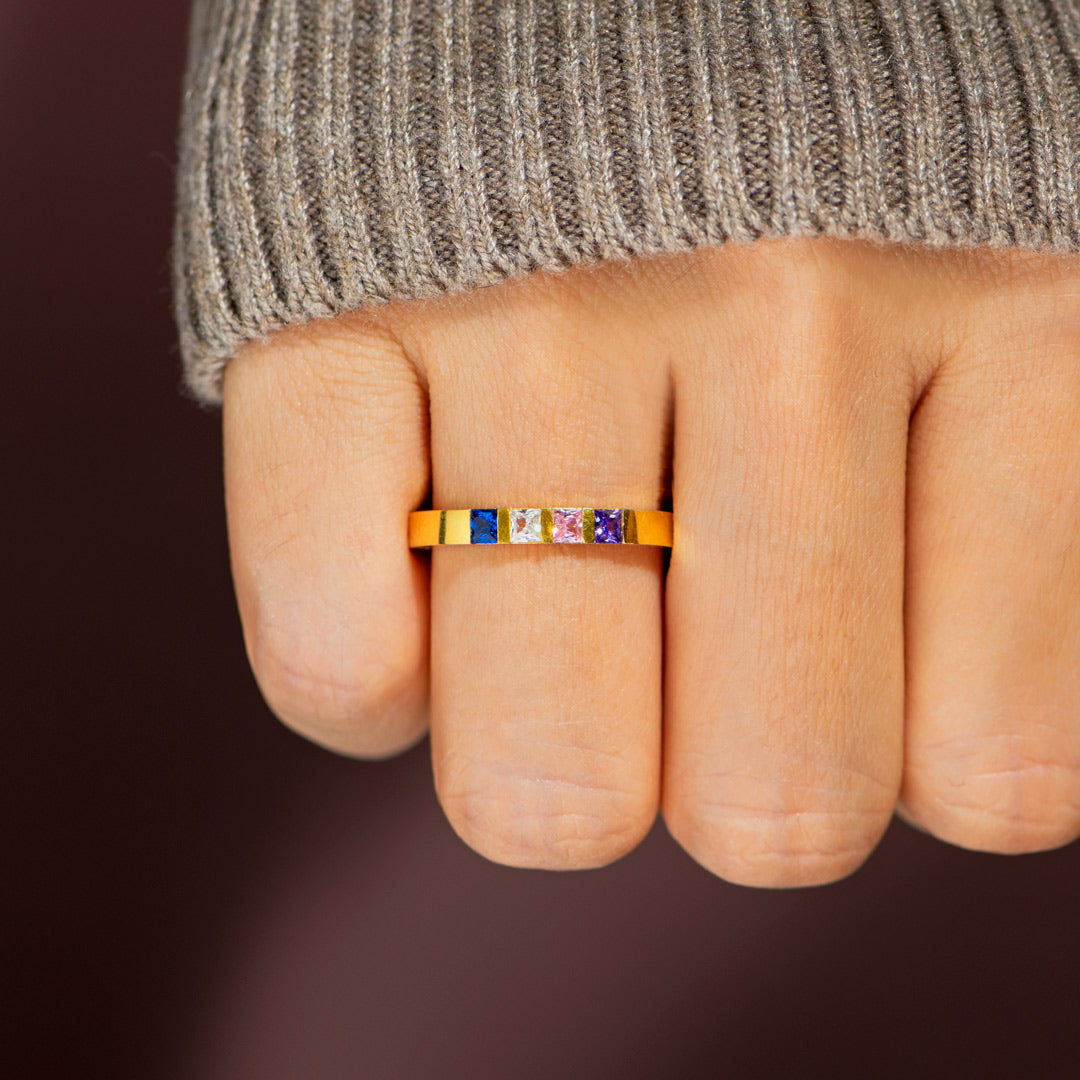 1-7 Birthstone Single Band Ring