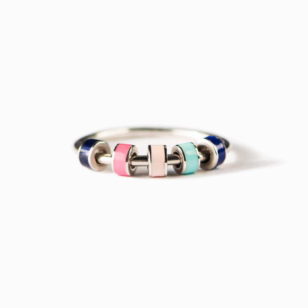 Spinning Enamel Fidget Ring S925