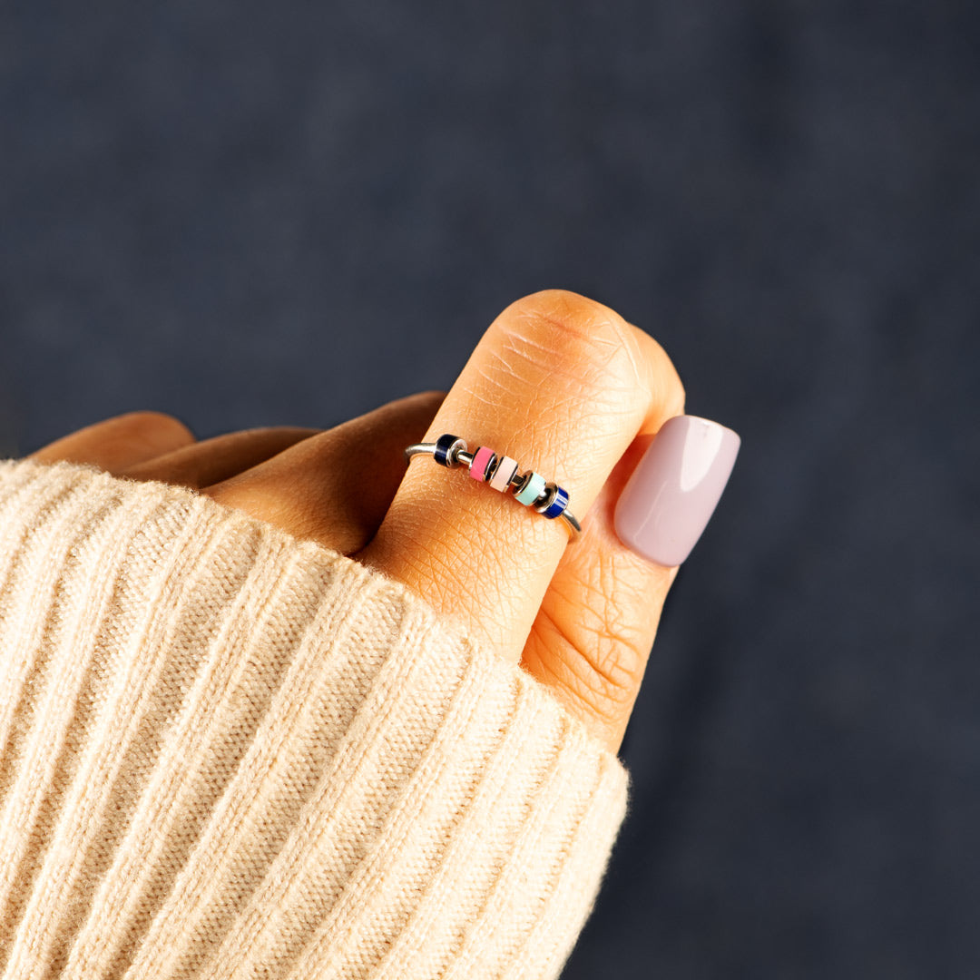 Spinning Enamel Fidget Ring S925