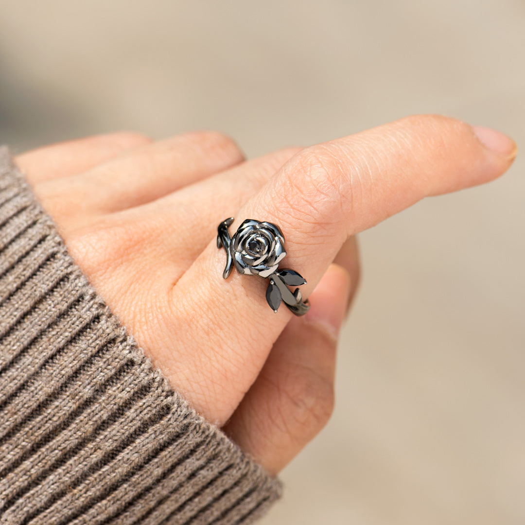 Burned and Survived Self-Love Black Rose Ring