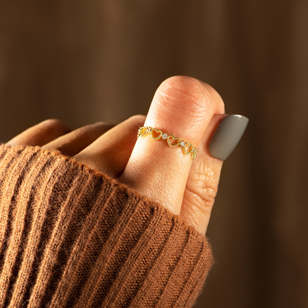 Mother & Daughter Open Hearts Ring