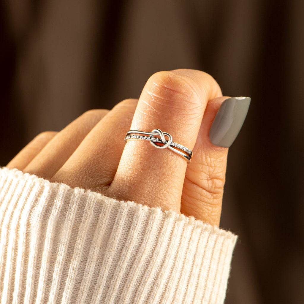 Storyjewellery Silver Knot Ring - Mother Daughter Bond