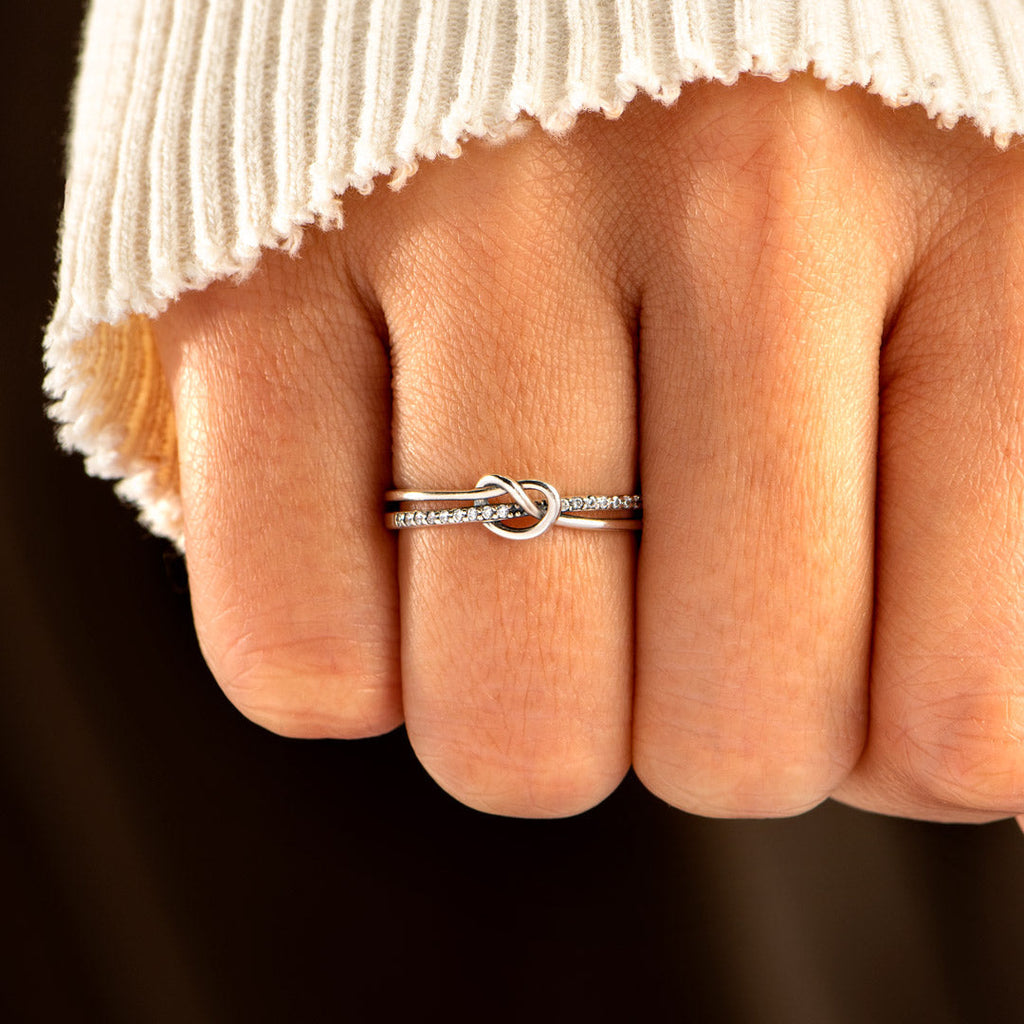 Storyjewellery Silver Knot Ring - Mother Daughter Bond