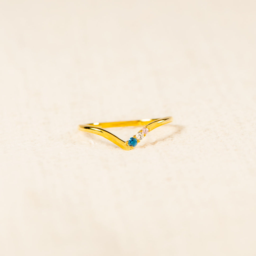 1-6 Birthstones V-Shape Ring