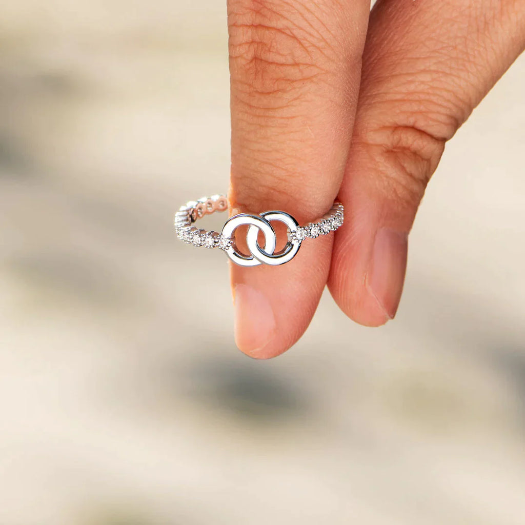 Part Of Each Other Matching Pavé Interlocking Ring