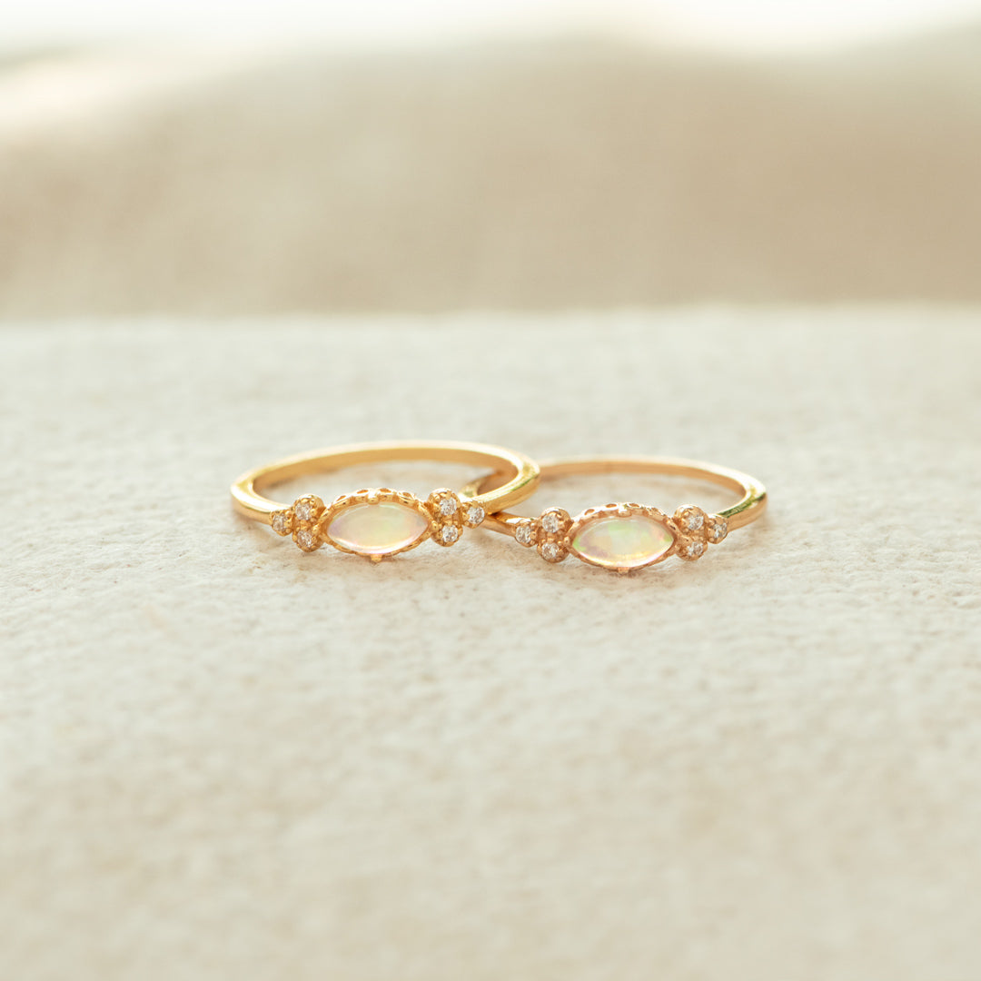 The Purest Love Matching Oval Cut Opal Ring
