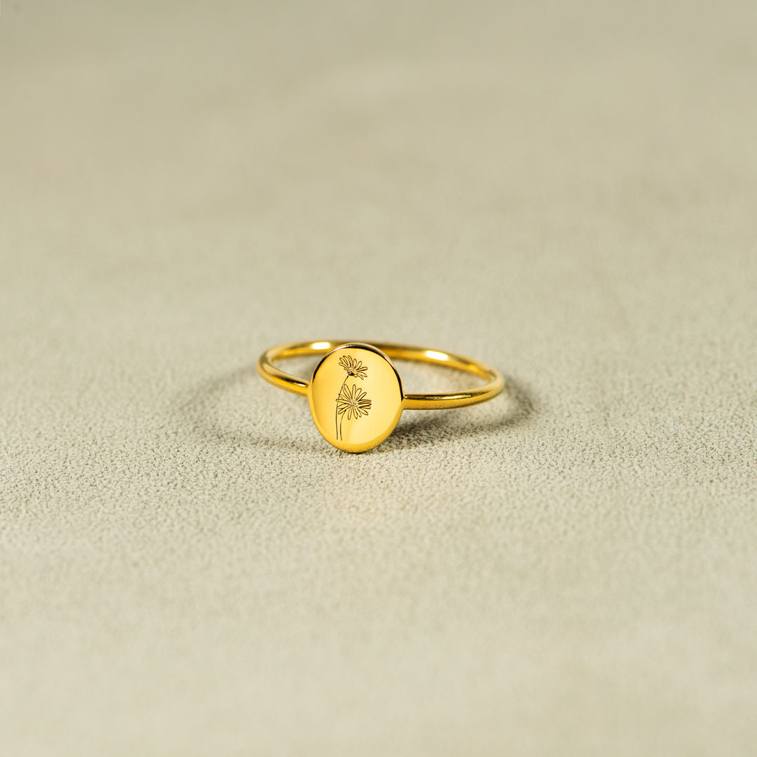 Mom&Kids Birth Flowers Matching Ring