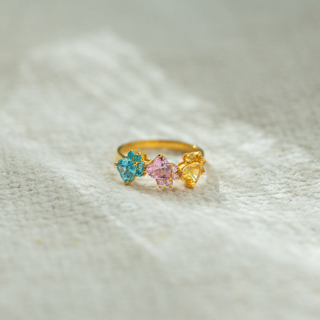 The Dogmother Dog Paws 1-5 Birthstones Ring