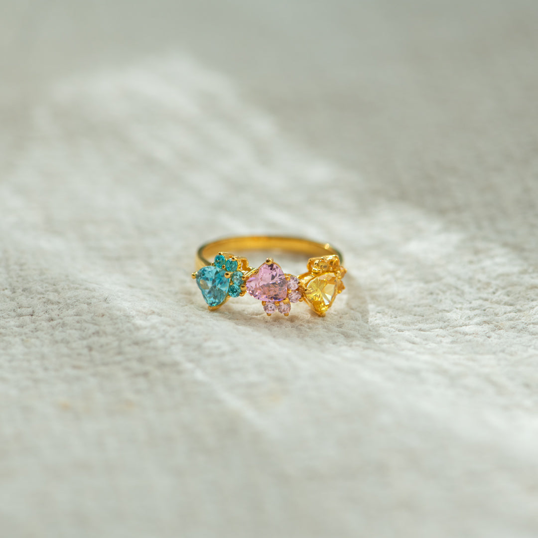 The Dogmother Dog Paws 1-5 Birthstones Ring