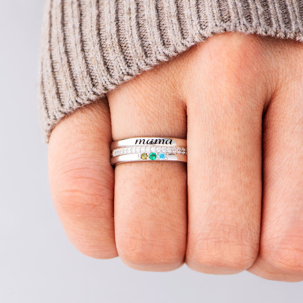 Personalized 1-8 Birthstones Grandma Ring