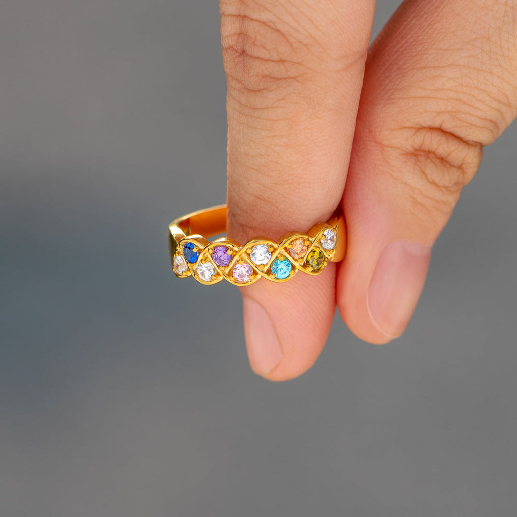 1-10 Weaved Birthstone Ring