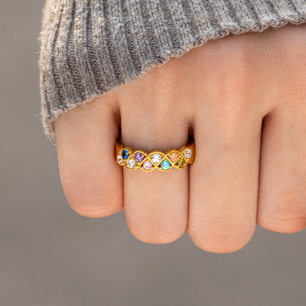 1-10 Weaved Birthstone Ring