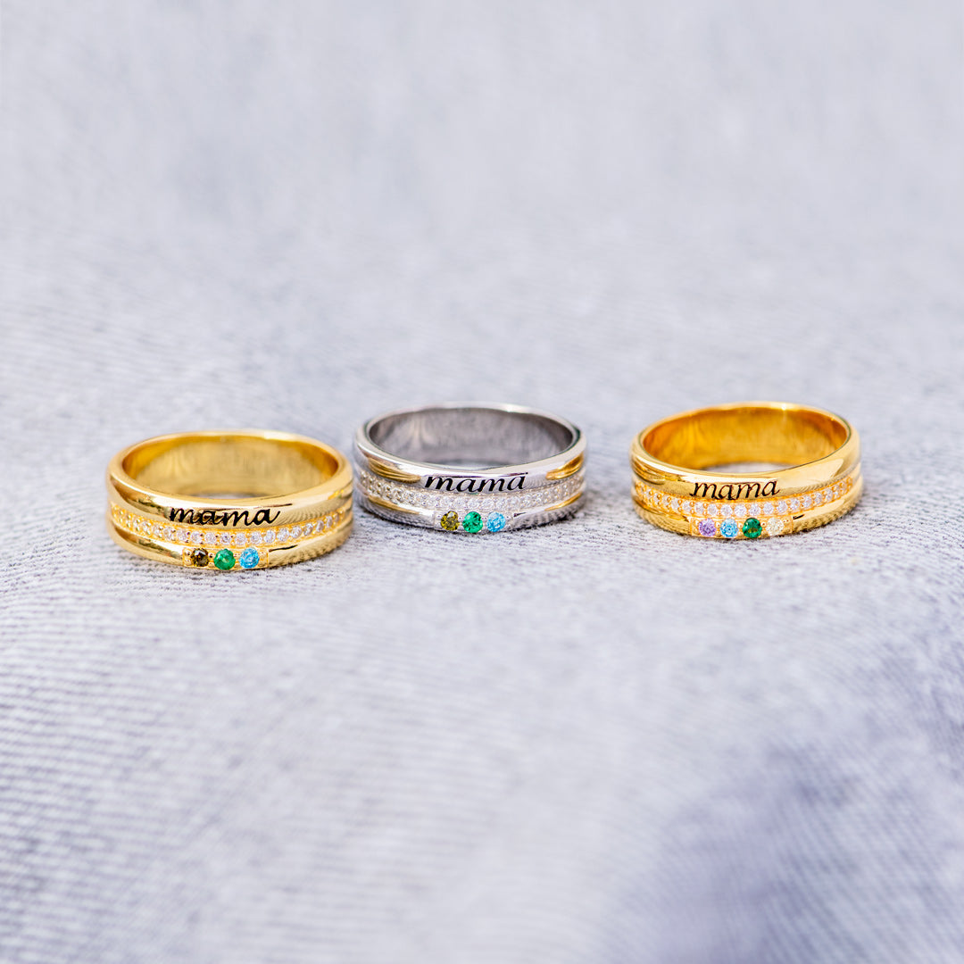 Personalized 1-8 Birthstones Grandma Ring