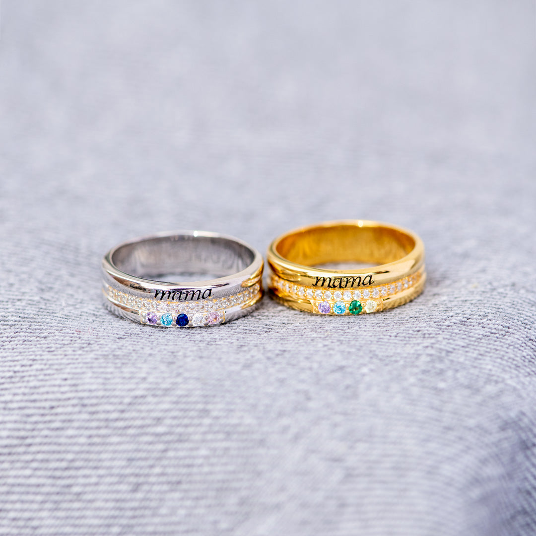 You're Doing Great 1-8 Birthstones Mama Ring