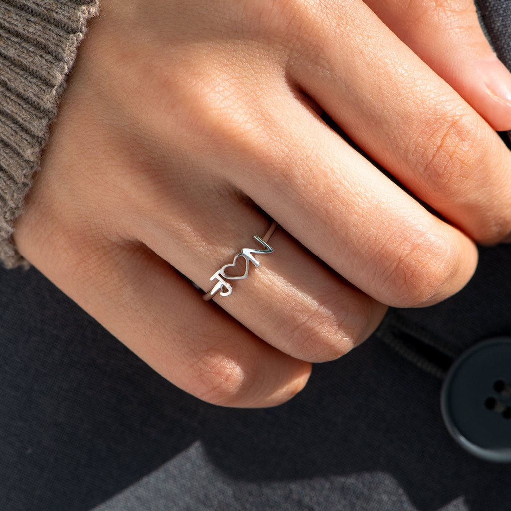 2 Initials Heart Ring