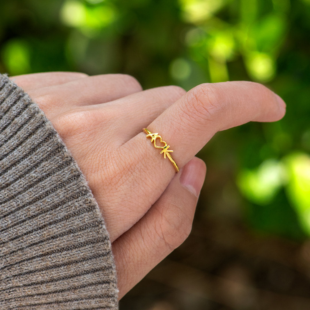 2 Initials Heart Ring