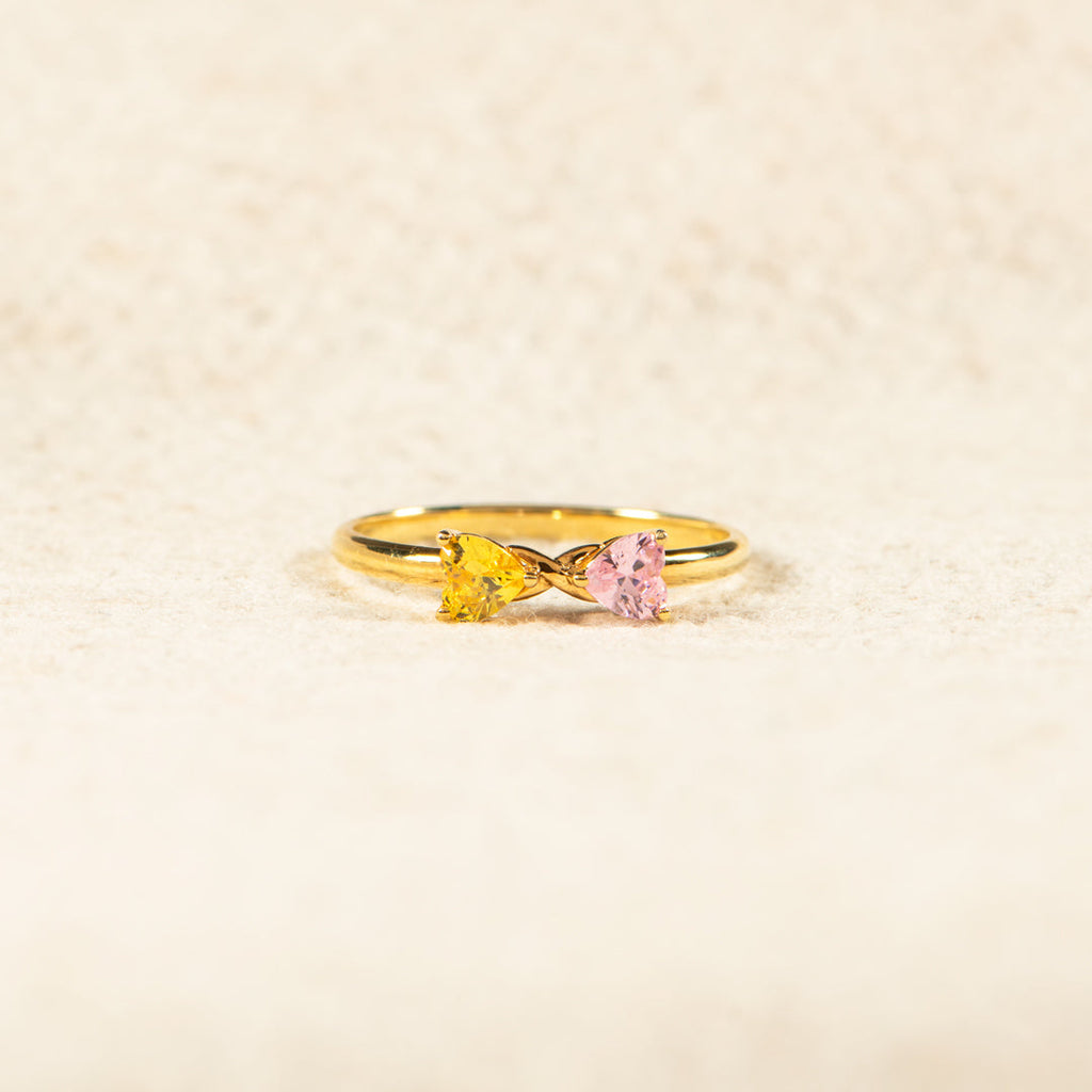 Two Heart Birthstone Ring