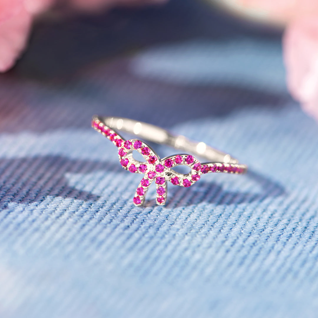 Pink Pavé Bow Ring