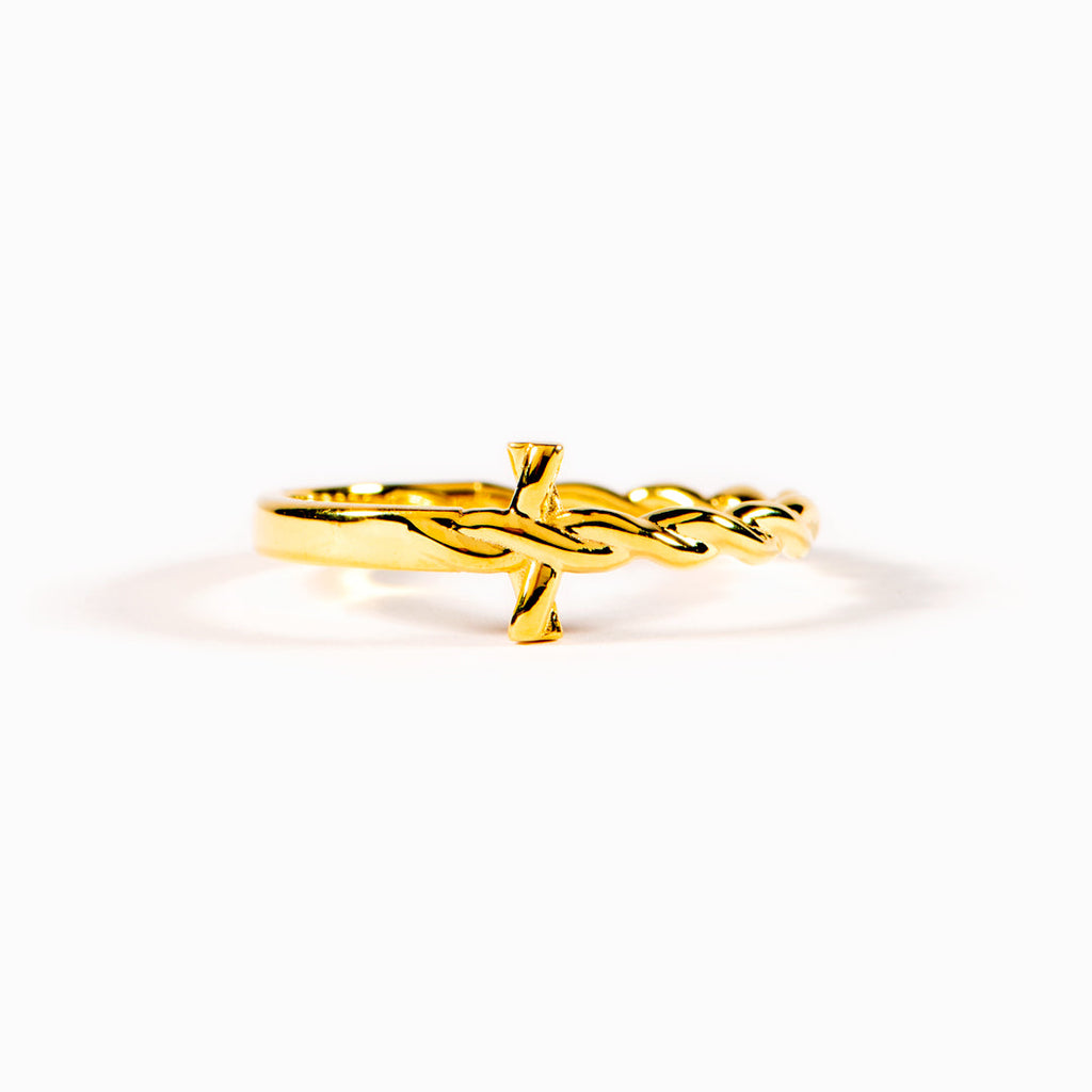 Daughter Protected By Both Twisted Cross Ring
