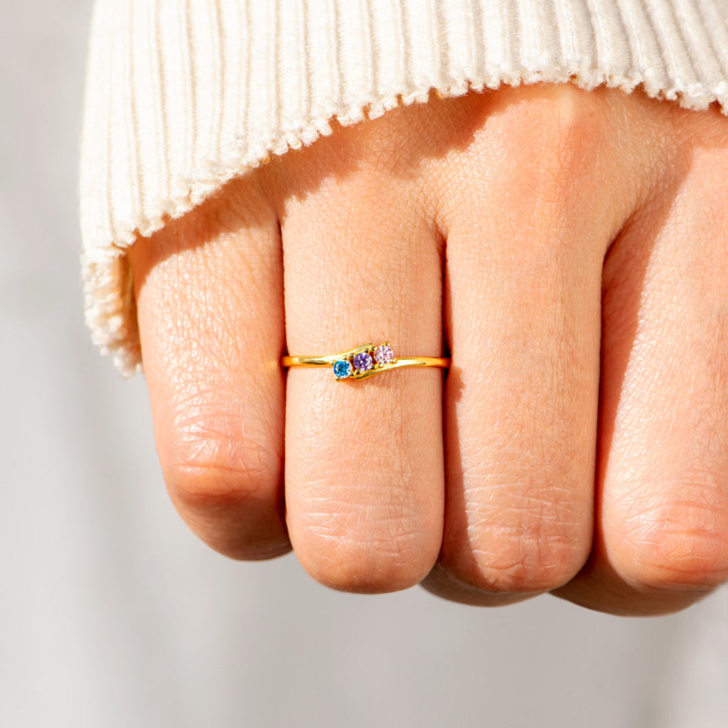 Personalized 1-6 Birthstones Bypass Ring