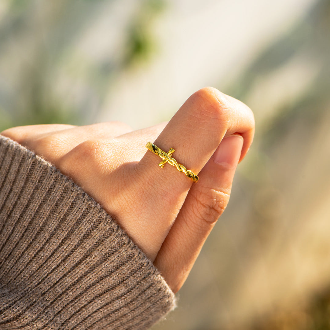 Daughter Protected By Both Twisted Cross Ring