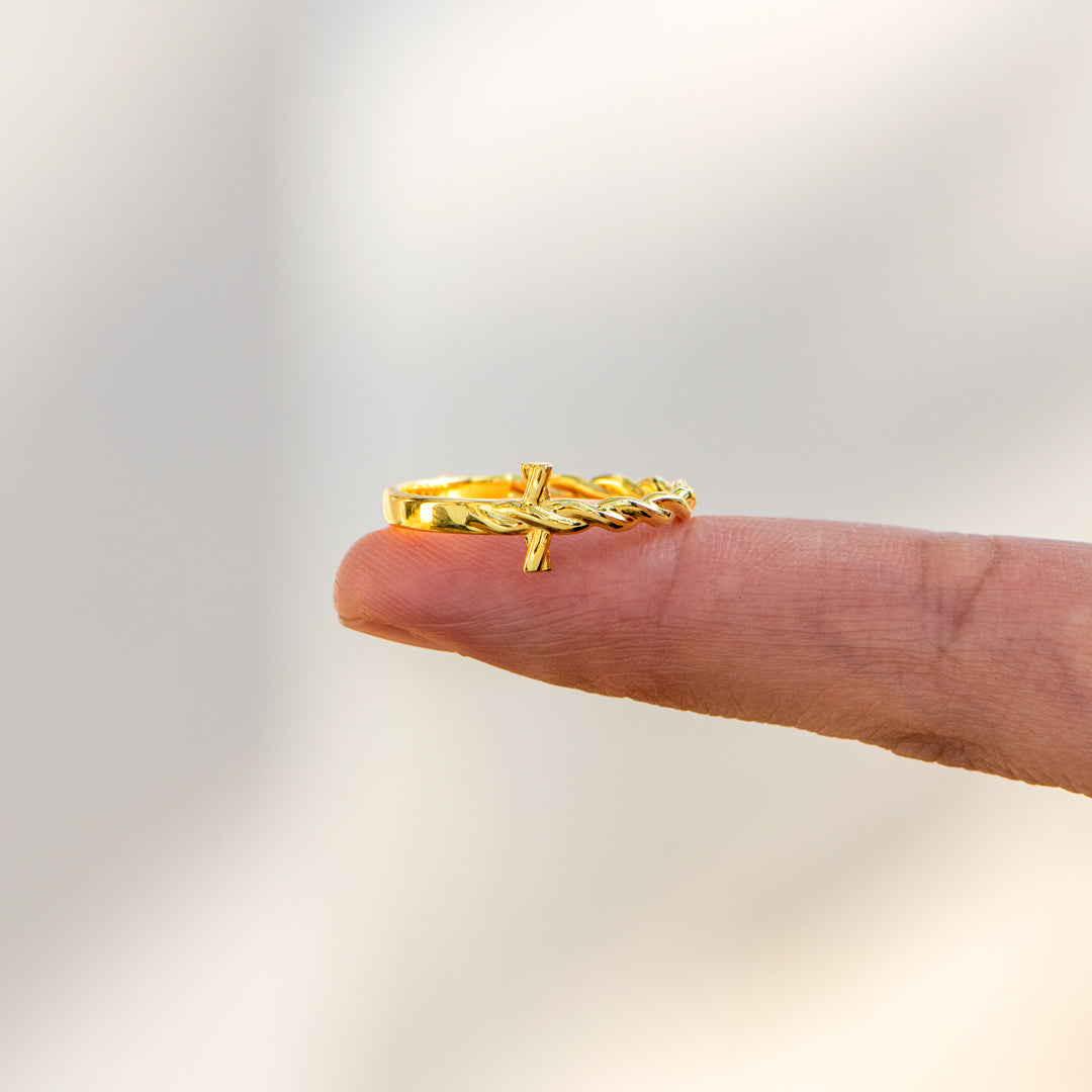 Daughter Protected By Both Twisted Cross Ring