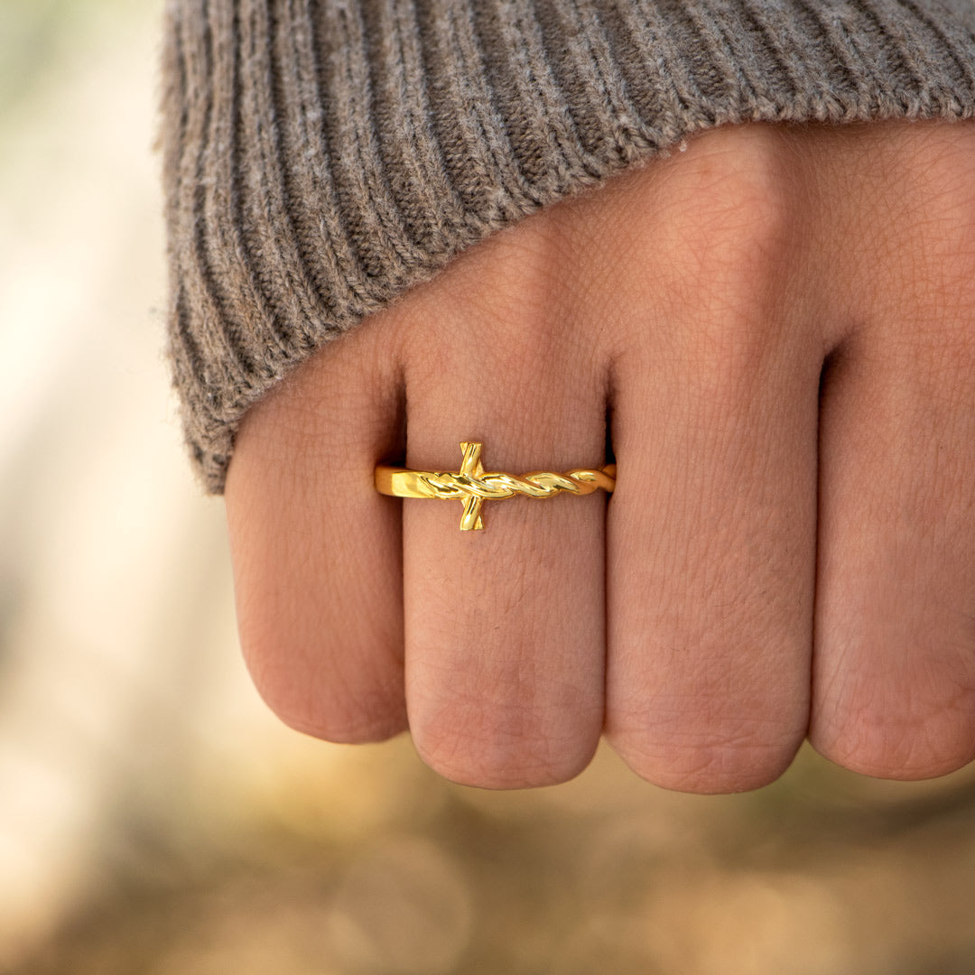Daughter Protected By Both Twisted Cross Ring